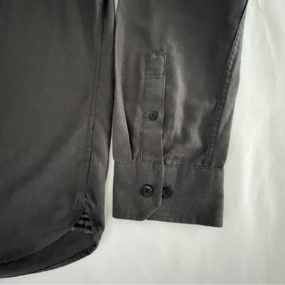 Van Heusen Slim Fit Button Down Long Sleeve Shirt in Dark Grey Size XL 17-17 1/2 - Picture 5 of 11